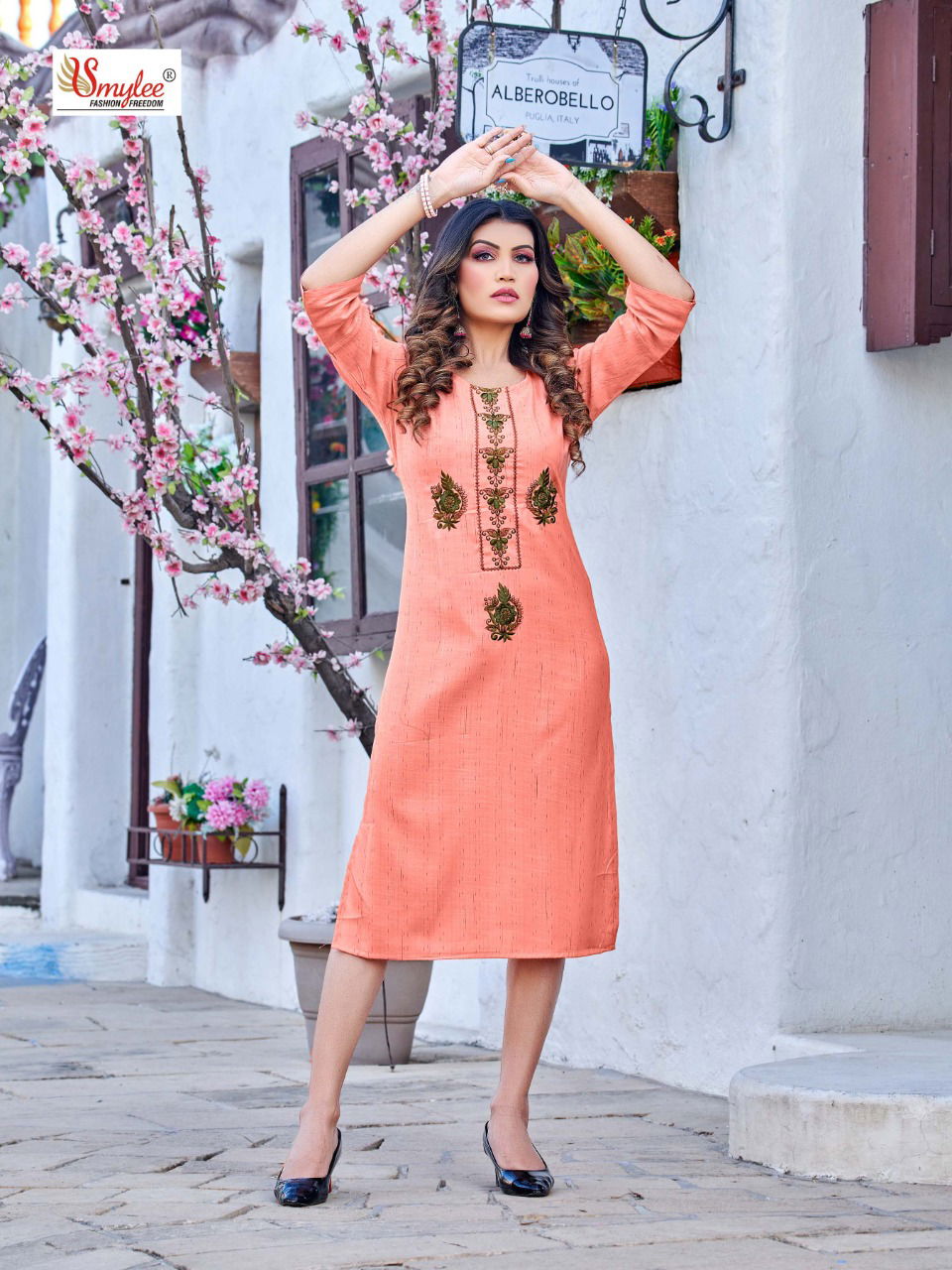 Rung Netra 01-08 Wholesale Embroidery Kurtis Catalog